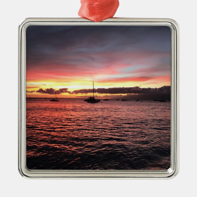 Beautiful Maui Hawaii vacation sunset. Metal Ornament (Front)
