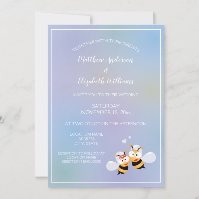 Beautiful Meant To Bee Couple Elegant Wedding Invitation (Front)