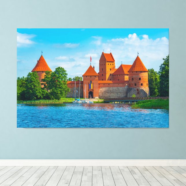 Beautiful Medieval Castle on Blue Lake          Canvas Print (Insitu(Wood Floor))