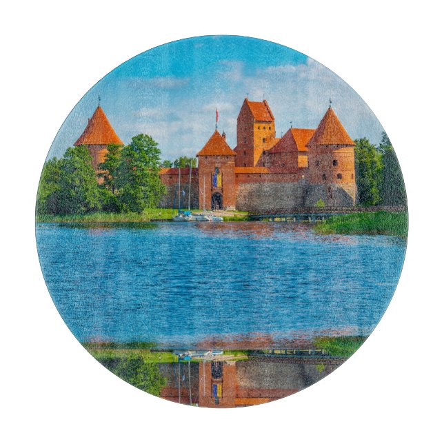 Beautiful Medieval Castle on Blue Lake Cutting Board (Front)