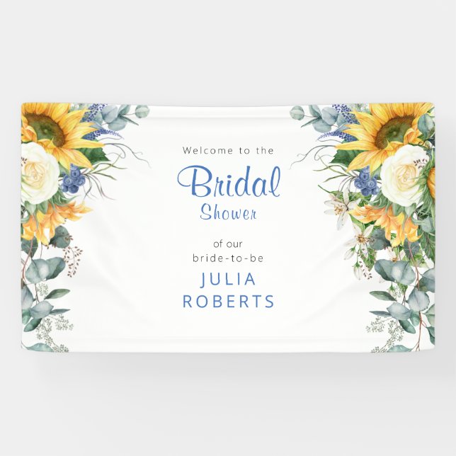 Beautiful Mediterranean Floral Bridal Shower  Banner (Horizontal)