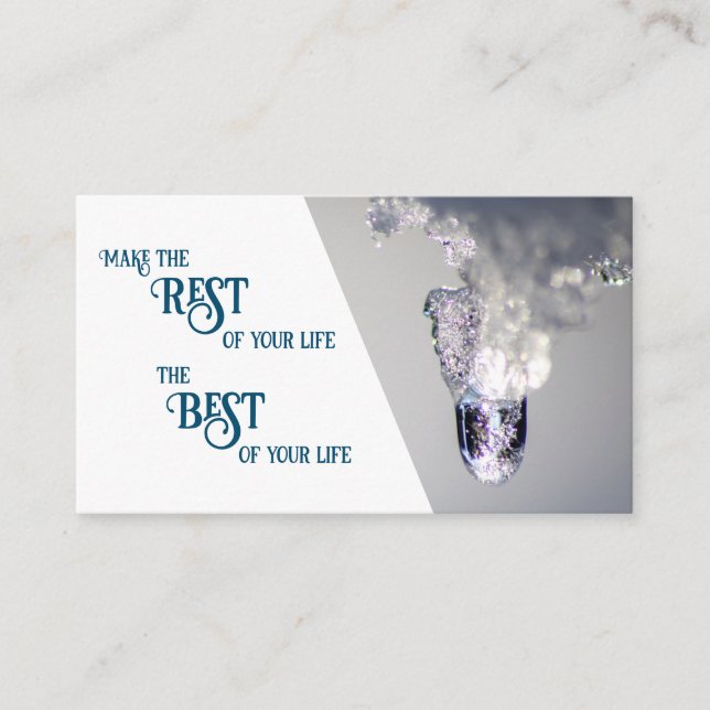 Beautiful melting ice with motivational quote business card (Front)