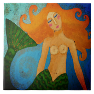Beautiful Mermaid Abstract Art Tile