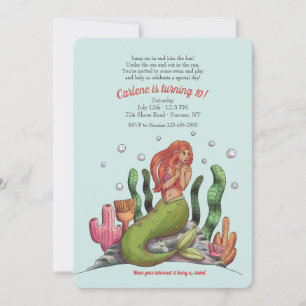 Beautiful Mermaid Birthday Invitation