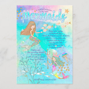 Beautiful Mermaid Birthday Invitation