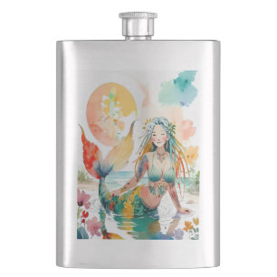 Beautiful mermaid design hip flask