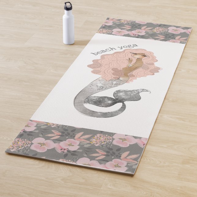 Beautiful Mermaid Floral Beach Yoga Yoga Mat (In Situ)