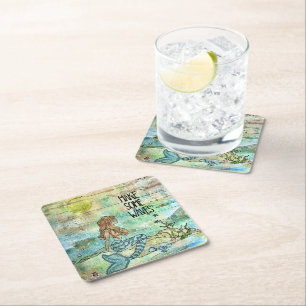 Beautiful Mermaid Make Some Waves Paper Coasters