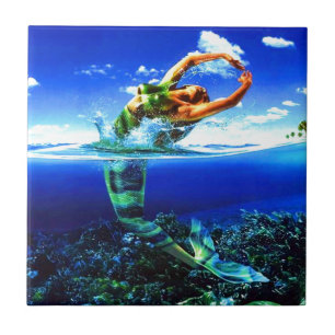 Beautiful Mermaid Paintings Tile