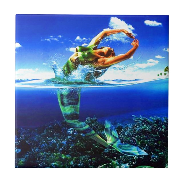 Beautiful Mermaid Paintings Tile (Front)