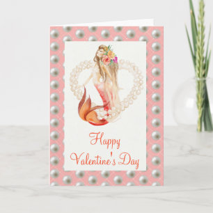 Beautiful Mermaid Pearl Valentine's Day Card