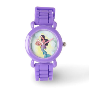 Beautiful mermaid playing a harp watch