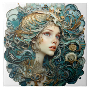 Beautiful Mermaid portrait Tile