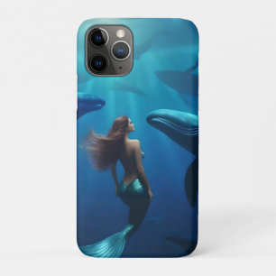 Beautiful Mermaid Swimming With Humpback Whales, iPhone 11 Pro Case