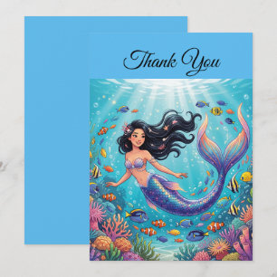 Beautiful Mermaid under the Sea Personalize Thank You Card