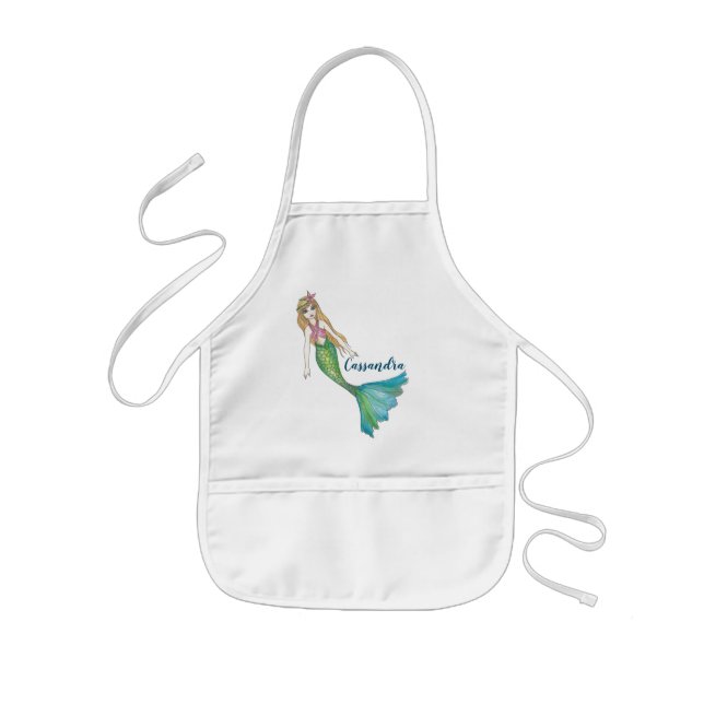 Beautiful Mermaid with Blonde Hair Kids Apron (Front)