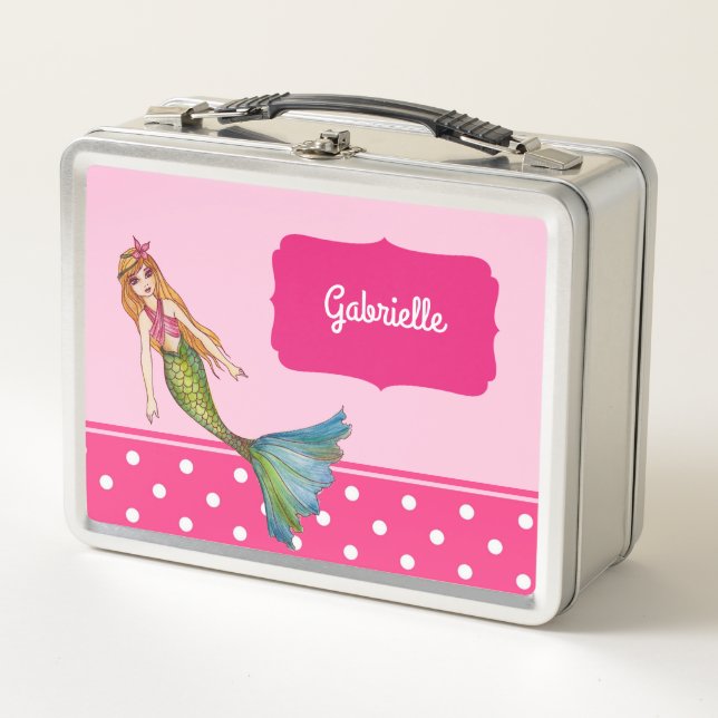 Beautiful Mermaid with Long Blonde Hair Metal Lunch Box (Front)