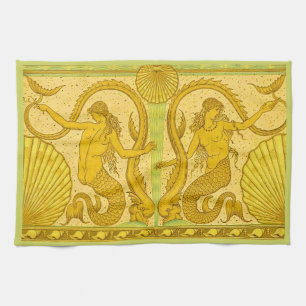 beautiful mermaids print kitchen towel