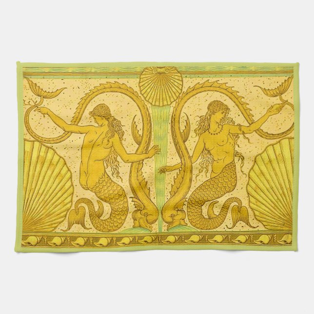 beautiful mermaids print kitchen towel (Horizontal)