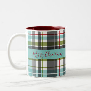 Beautiful Merry Christmas Tartan Two-Tone Coffee Mug