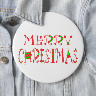 Beautiful Merry Christmas Text Pattern Design Art 6 Inch Round Button
