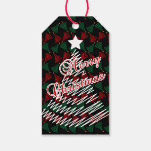 Beautiful Merry Scribble Christmas Tree Design Gift Tags