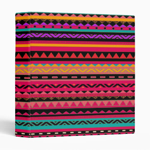 Beautiful Mexican Aztec Colourful Pattern Binder