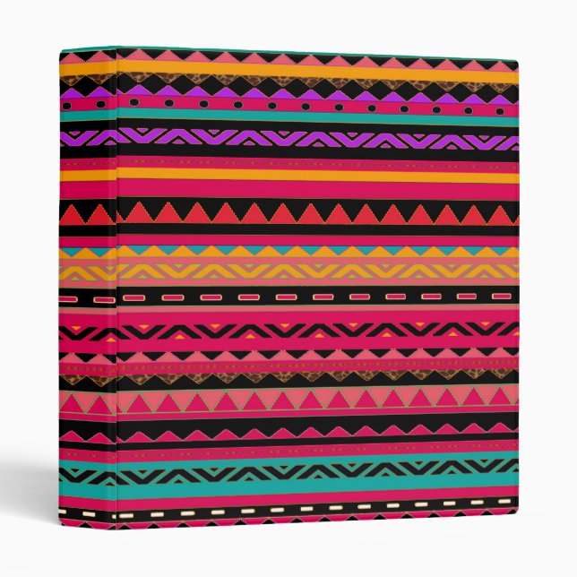 Beautiful Mexican Aztec Colourful Pattern Binder (Front/Spine)
