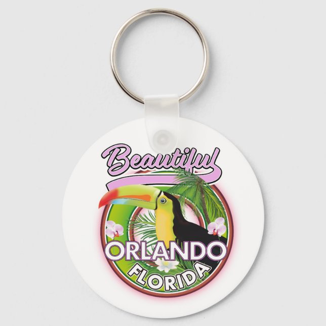  Beautiful Miami Orlando travel logo Keychain (Front)