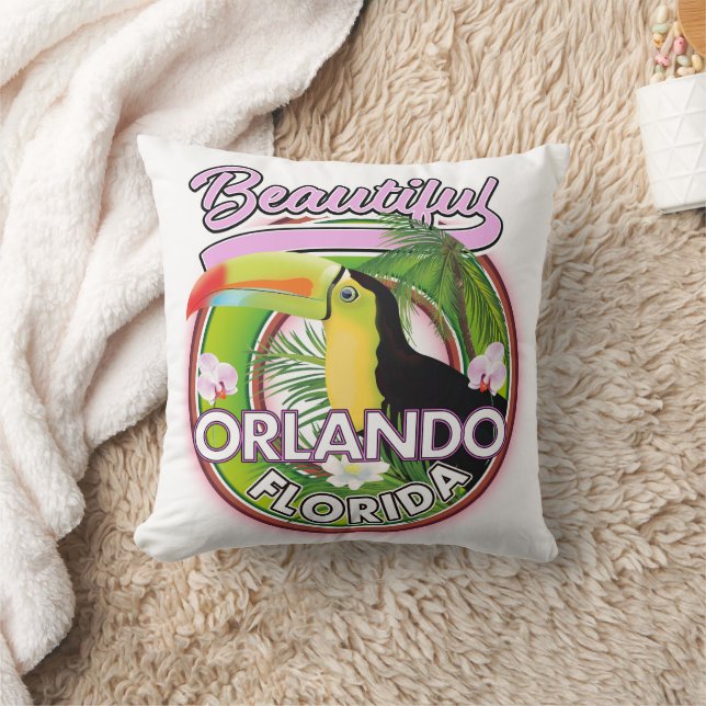  Beautiful Miami Orlando travel logo Throw Pillow (Blanket)