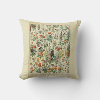 Beautiful Millot Fleur Illistration Print Throw Pillow