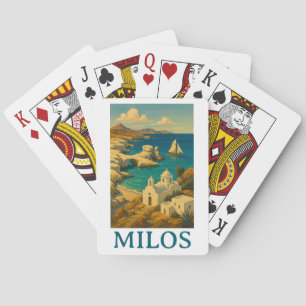 Beautiful Milos Greece Vintage Travel Print Playing Cards