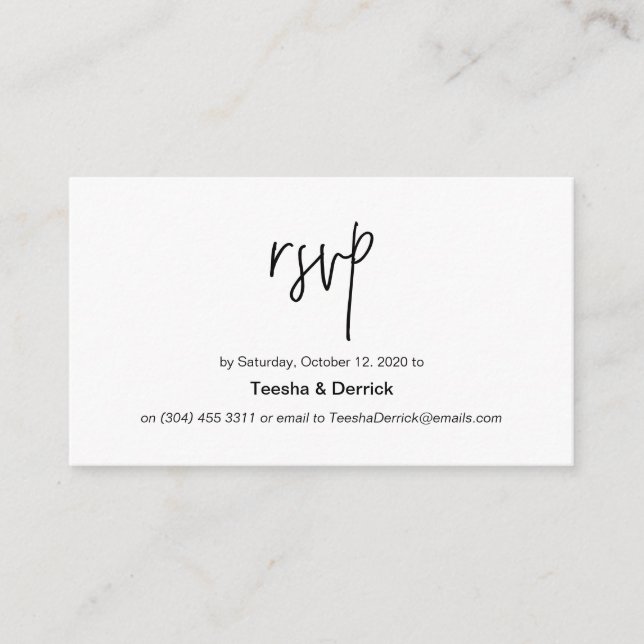 Beautiful minimalism black ink, Wedding RSVP Enclosure Card (Front)