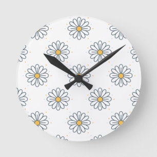 Beautiful, minimalist daisies round clock