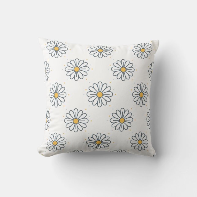 Beautiful, minimalist daisies throw pillow (Front)