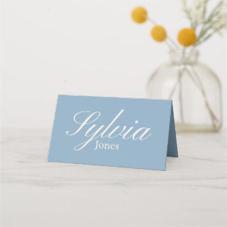 Beautiful minimalist dusty blue wedding place card