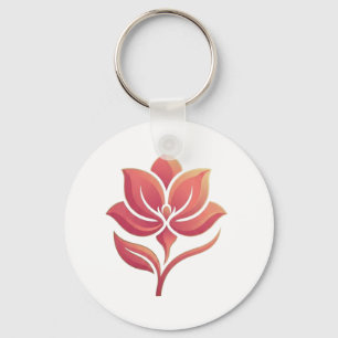 Beautiful Minimalist Lotus Flower Aesthetic T-Shir Keychain