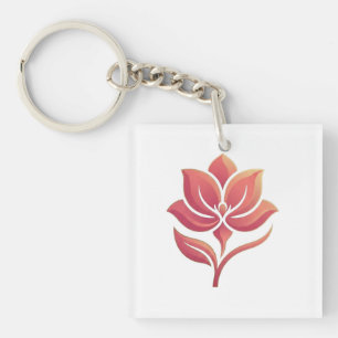 Beautiful Minimalist Lotus Flower Aesthetic T-Shir Keychain