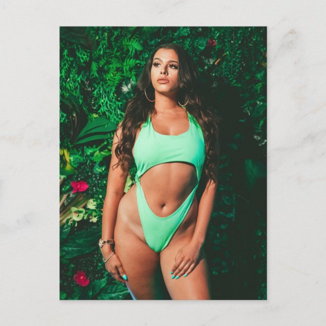 Beautiful mint green bikini Fashion model postcard (Front)