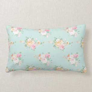 beautiful, mint,shabby chic, country chic, floral, lumbar pillow