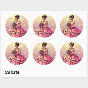 Beautiful Mis Quince Años Celebration Design Classic Round Sticker