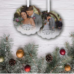 Beautiful Mistletoe First Christmas Mr & Mrs Photo Ornament Card<br><div class="desc">Photo ornament celebrating your first Christmas as Mr & Mrs personalized with photo,  last name,  and the year with a pretty mistletoe branch. First Christmas photo ornament personalized with wedding photos. First Christmas as married photo ornament with a pretty mistletoe twig.</div>