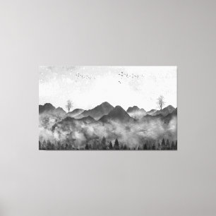 Beautiful Misty Mountains and Forest  Canvas Print
