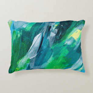 Beautiful mixed media painting. Trendy hand painte Accent Pillow