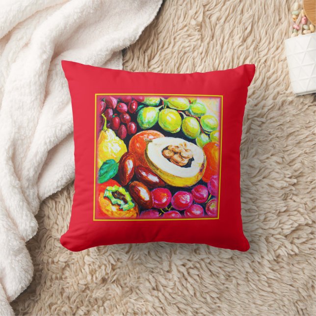Beautiful Mixture of Grape Fruit Painting. Buy Now Throw Pillow (Blanket)