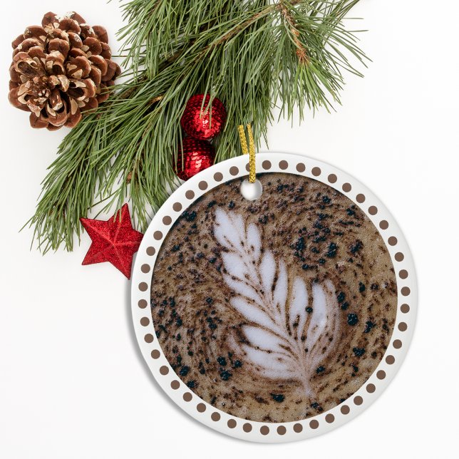 Beautiful Mocha Floral Leaf Art Tree Ceramic Ornament (Creator Uploaded)