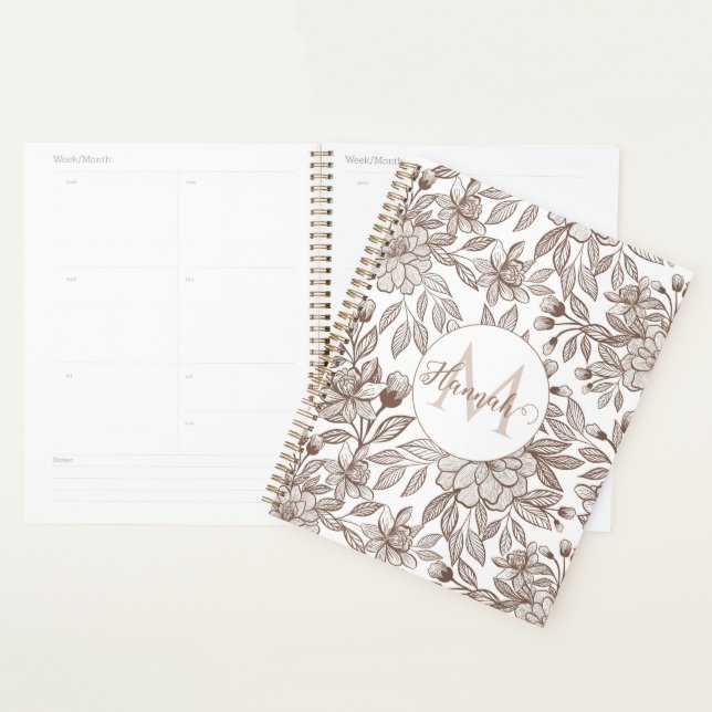 Beautiful Mocha Mousse Vintage Floral Planner (Display)