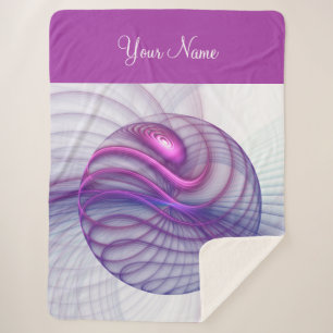 Beautiful Modern Abstract Fractal Art Pink Name Sherpa Blanket