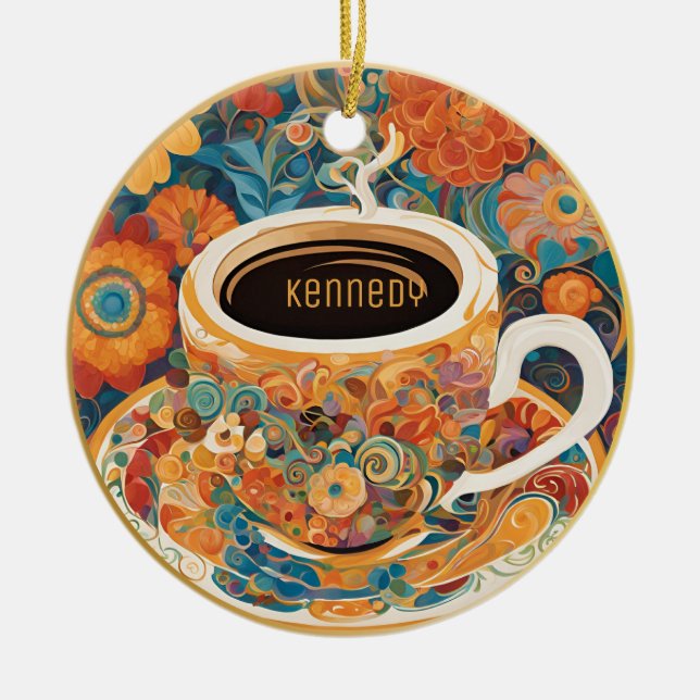 Beautiful Modern Art Coffee Cup Ornament (Front)