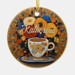 Beautiful Modern Art Coffee Cup Ornament